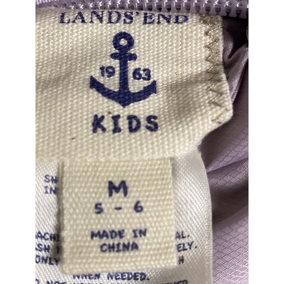 Lands End Girls Puffer Reversable Hooded Ski Jacket Down Insulated Med 5-6 - Picture 5 of 6